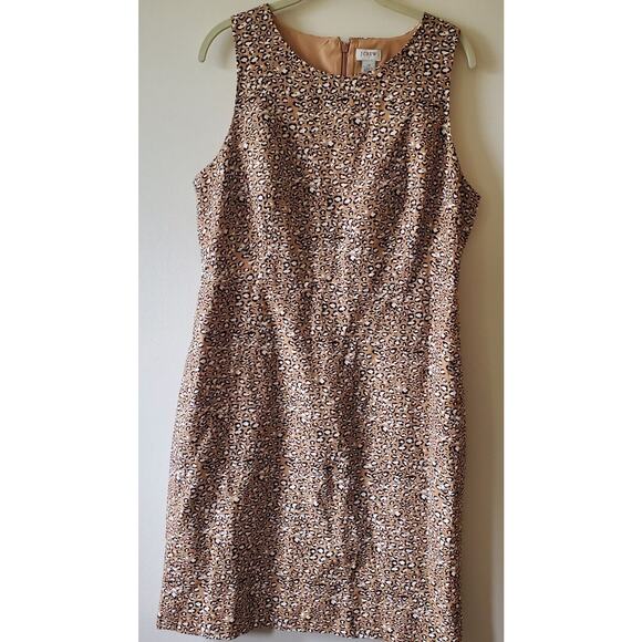 J CREW Sheath Dress 14 Sleeveless Leopard Animal Print Lined Zip Mob Wife Mature - Picture 1 of 11
